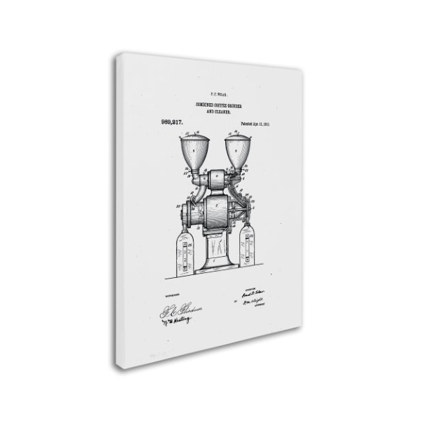 Claire Doherty 'Coffee Grinder Patent 1911 White' Canvas Art,18x24